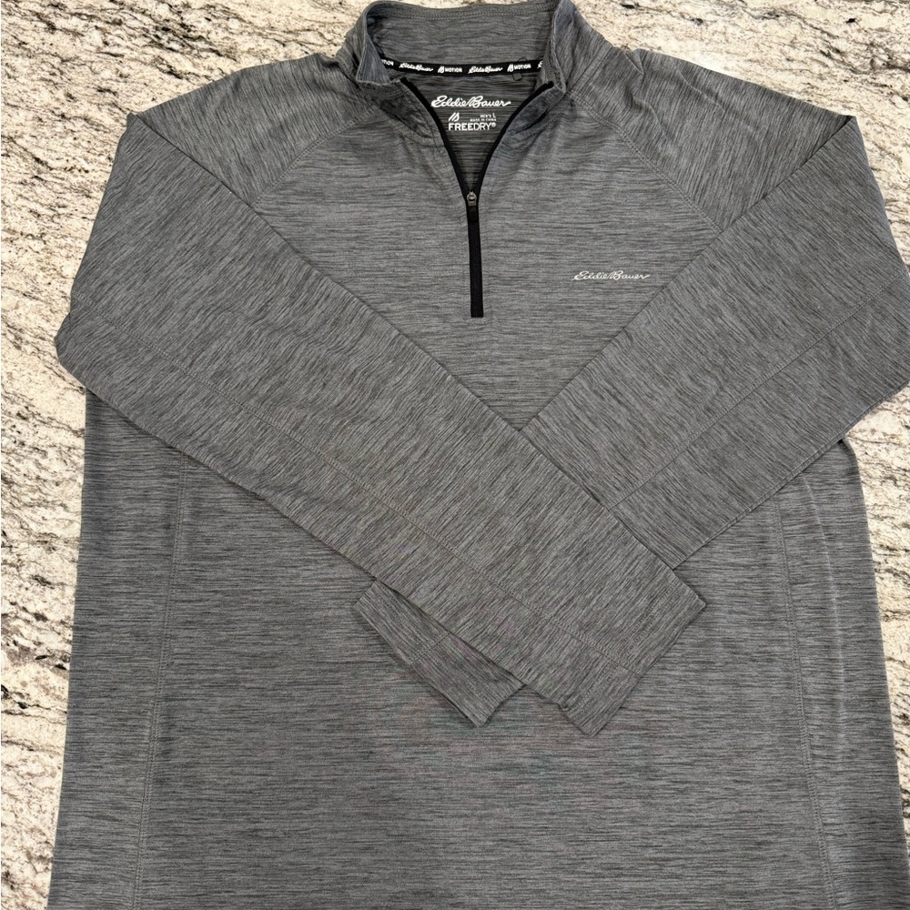 Eddie Bauer Charcoal Quarter-Zip Top